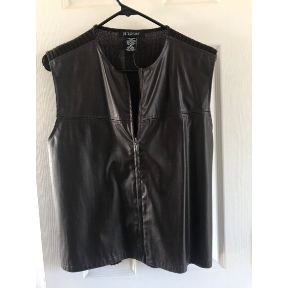 Vtg 2 Piece Paraphrase Maxi Brown Turtle Neck Dress With Faux Leather Vest M - Picture 9 of 10